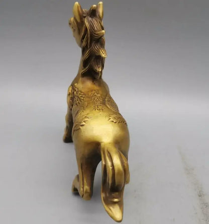 China brass dragon phoenix horse crafts statue