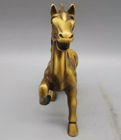 China brass dragon phoenix horse crafts statue
