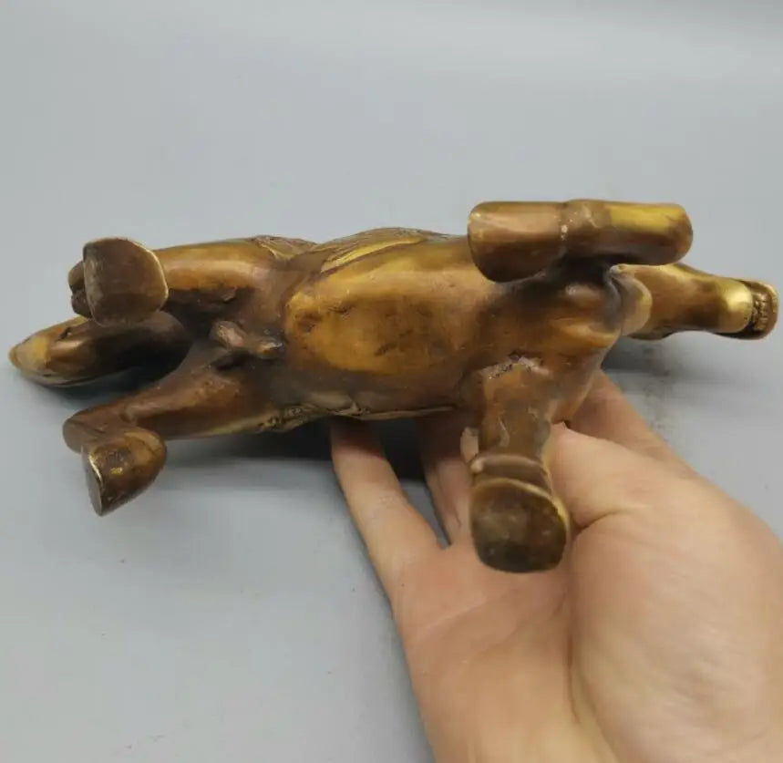 China brass dragon phoenix horse crafts statue