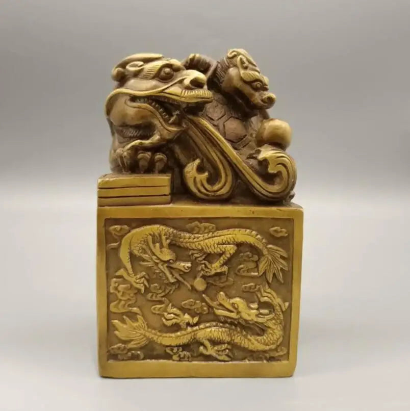 China brass dragon turtle Imprints Chapter crafts statue