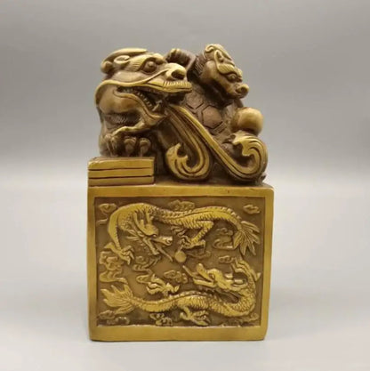 China brass dragon turtle Imprints Chapter crafts statue
