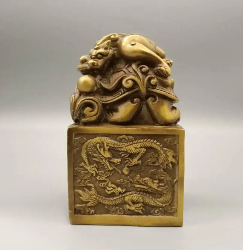 China brass dragon turtle Imprints Chapter crafts statue