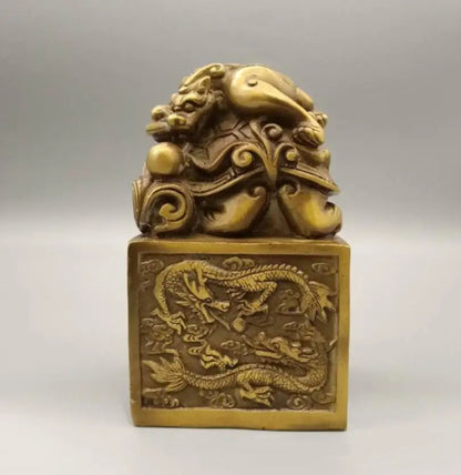 China brass dragon turtle Imprints Chapter crafts statue