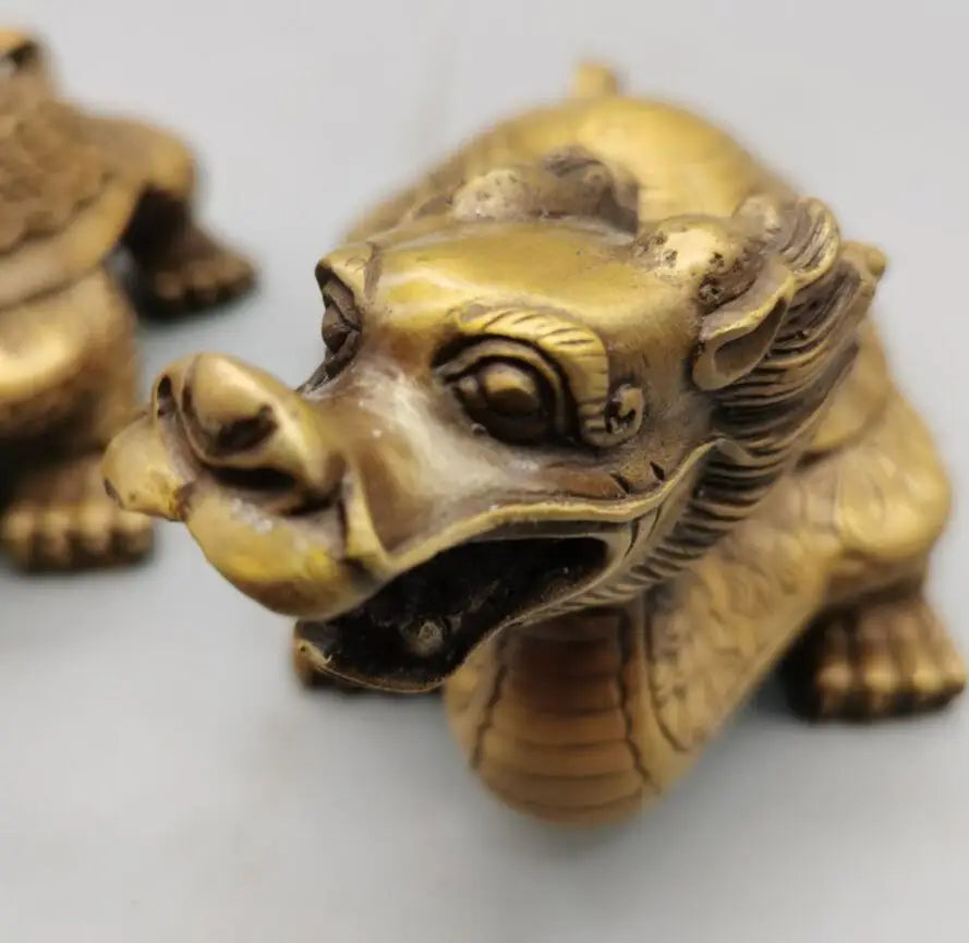 China brass dragon turtle crafts statue A pair