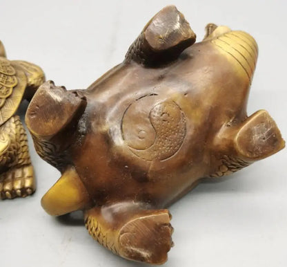 China brass dragon turtle crafts statue A pair