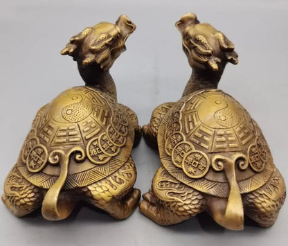 China brass dragon turtle crafts statue A pair