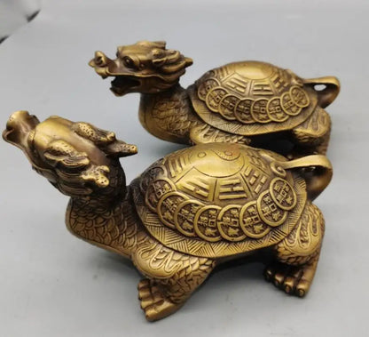 China brass dragon turtle crafts statue A pair
