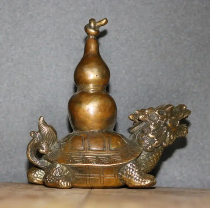 China brass dragon turtle gourd crafts statue