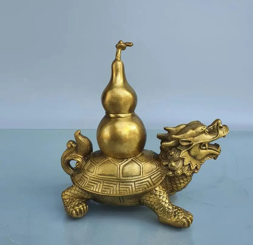 China brass dragon turtle gourd crafts statue