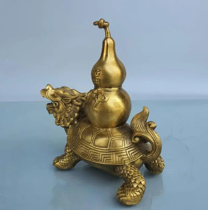 China brass dragon turtle gourd crafts statue