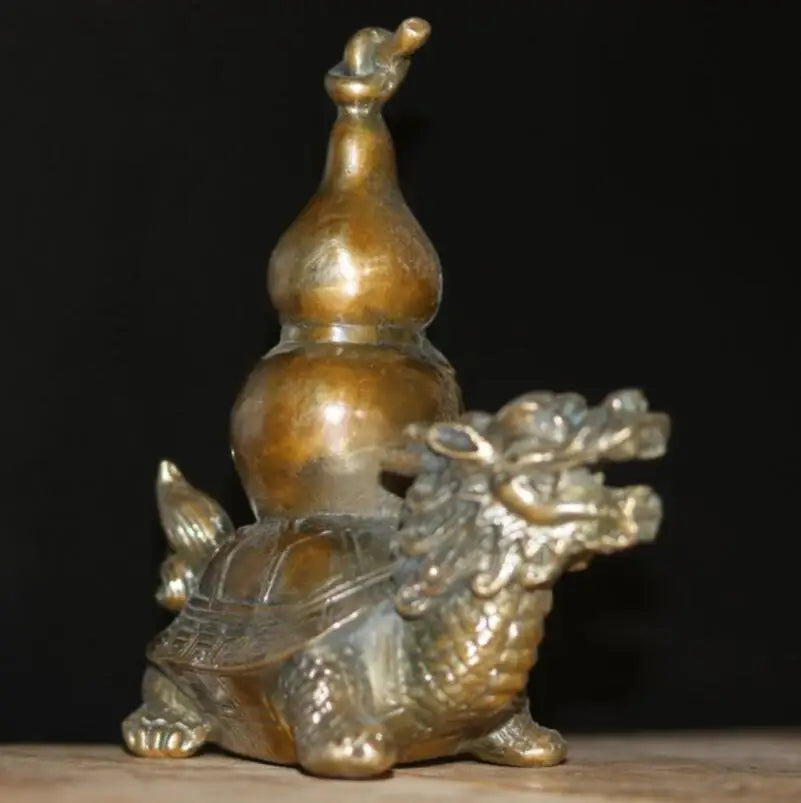 China brass dragon turtle gourd crafts statue