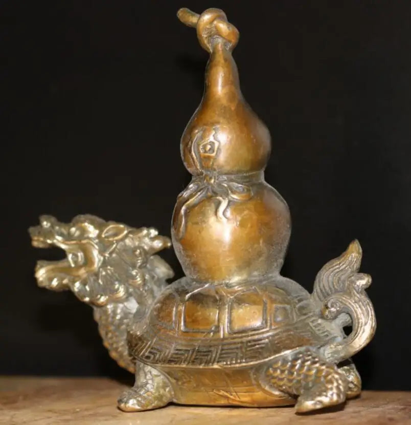 China brass dragon turtle gourd crafts statue