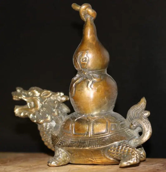 China brass dragon turtle gourd crafts statue