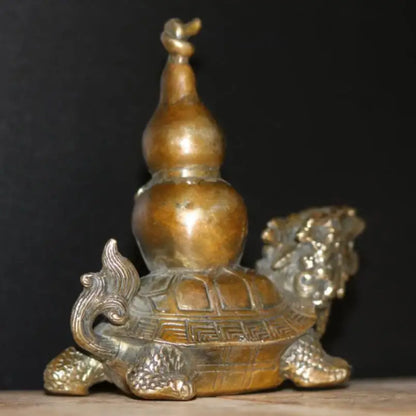 China brass dragon turtle gourd crafts statue