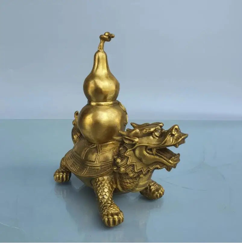 China brass dragon turtle gourd crafts statue
