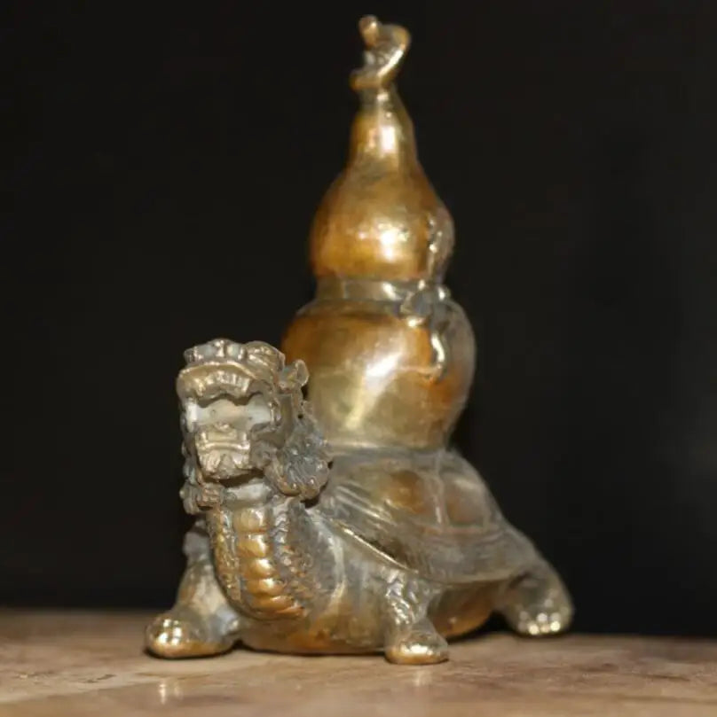 China brass dragon turtle gourd crafts statue