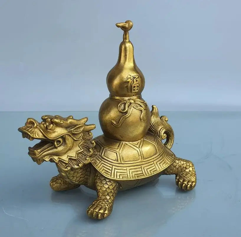 China brass dragon turtle gourd crafts statue