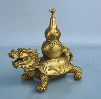 China brass dragon turtle gourd crafts statue