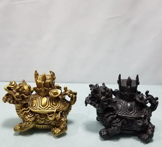 China brass dragon turtle small crafts statue
