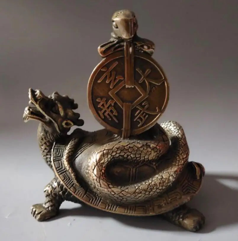 China brass dragon turtle snake crafts statue