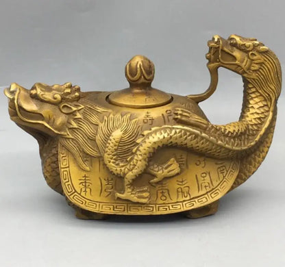 China brass dragon turtle teapot crafts statue