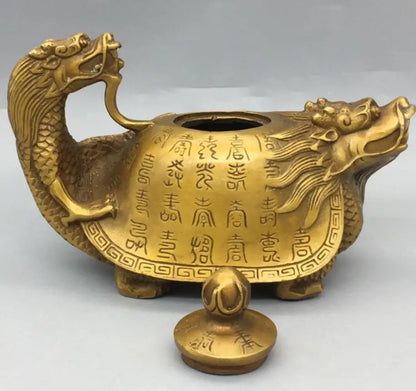 China brass dragon turtle teapot crafts statue