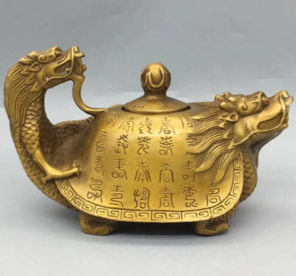 China brass dragon turtle teapot crafts statue