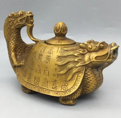 China brass dragon turtle teapot crafts statue