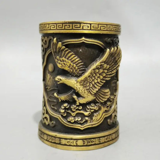 China brass eagle Pen holder crafts statue