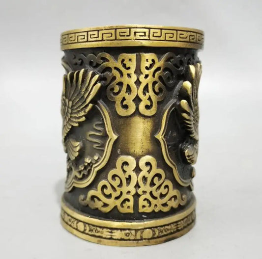 China brass eagle Pen holder crafts statue
