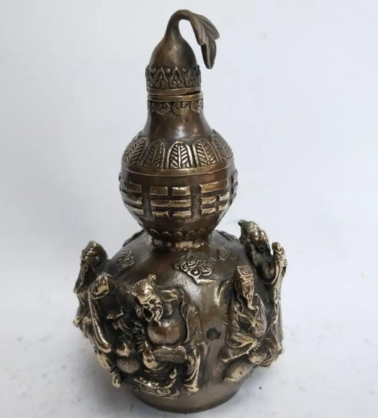 China brass eight immortals gourd crafts statue