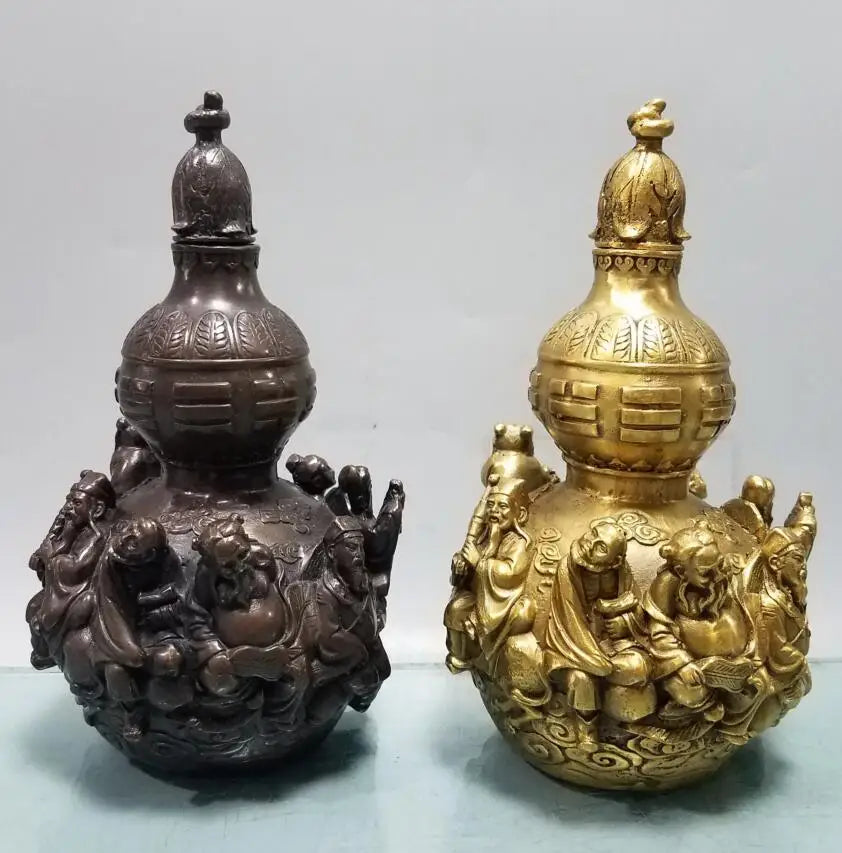 China brass eight immortals gourd crafts statue