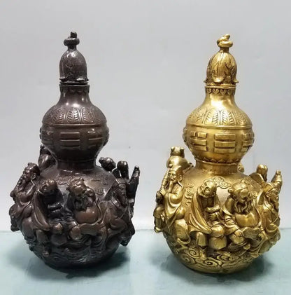 China brass eight immortals gourd crafts statue