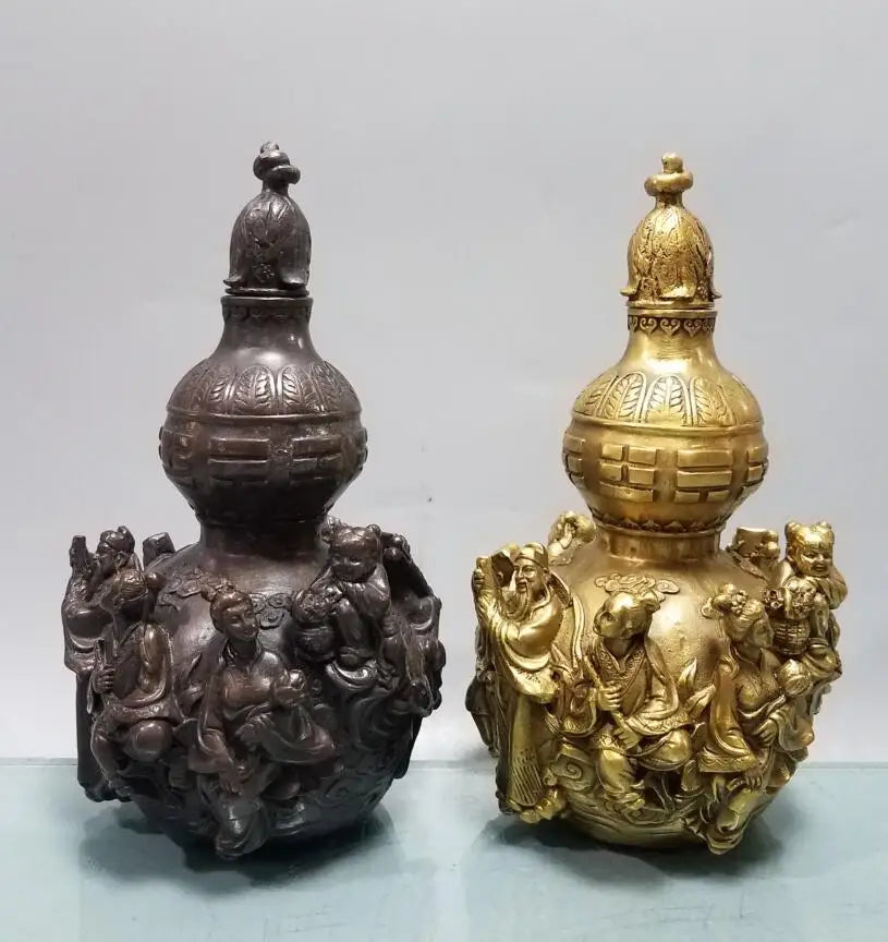 China brass eight immortals gourd crafts statue