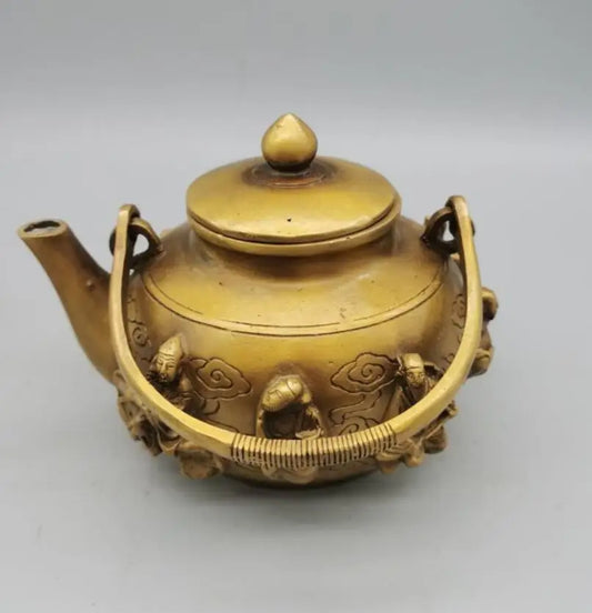 China brass eight immortals teapot crafts statue