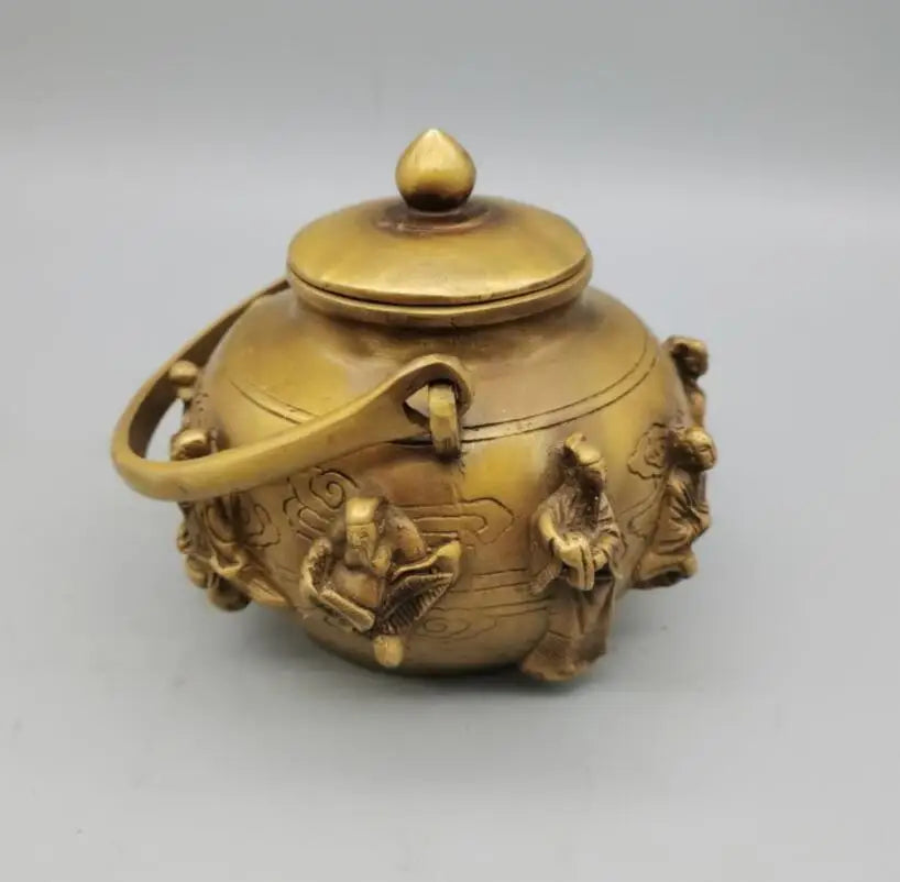 China brass eight immortals teapot crafts statue