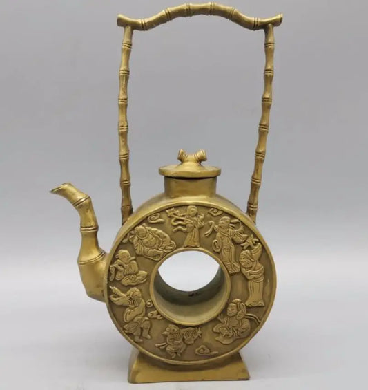 China brass eight immortals teapot crafts statue
