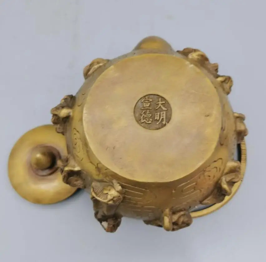 China brass eight immortals teapot crafts statue