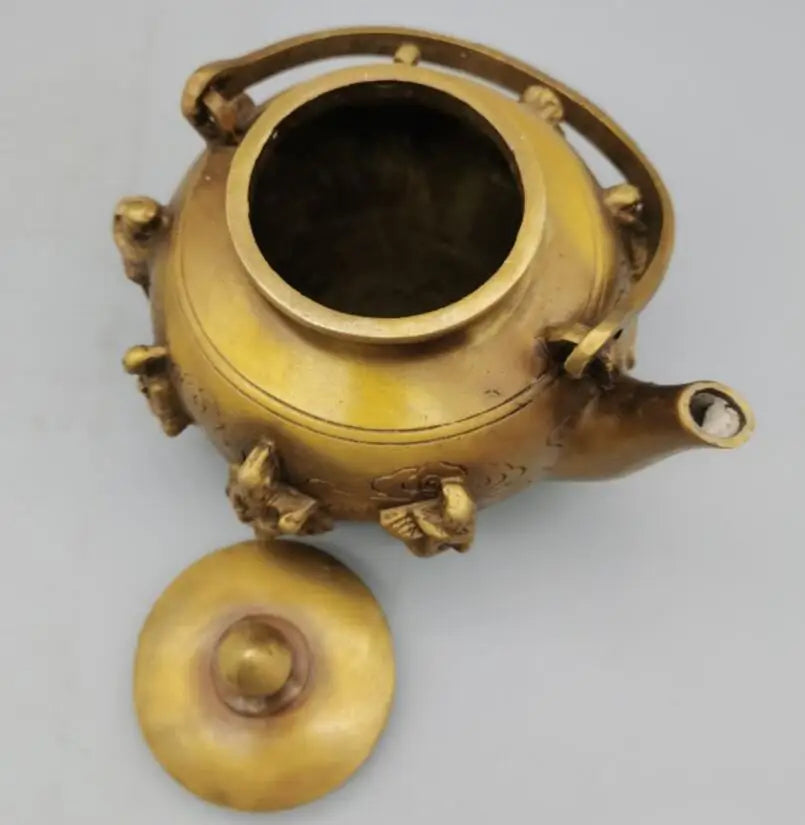 China brass eight immortals teapot crafts statue