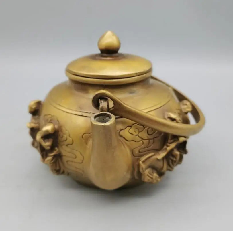 China brass eight immortals teapot crafts statue