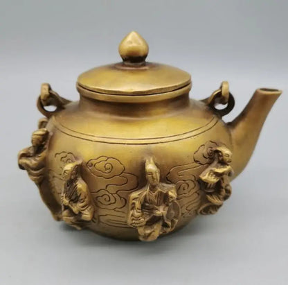 China brass eight immortals teapot crafts statue