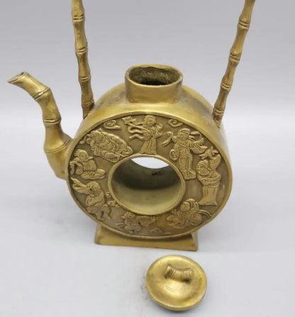 China brass eight immortals teapot crafts statue