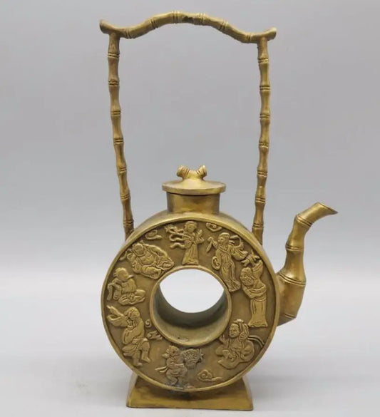 China brass eight immortals teapot crafts statue