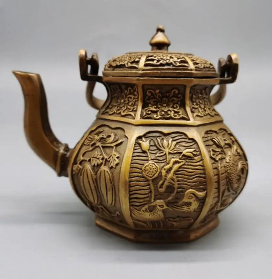 China brass eight treasure flagon crafts statue