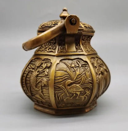China brass eight treasure flagon crafts statue