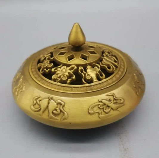 China brass eight treasure incense burner crafts statue