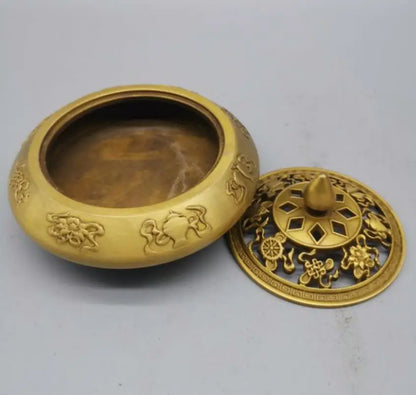 China brass eight treasure incense burner crafts statue