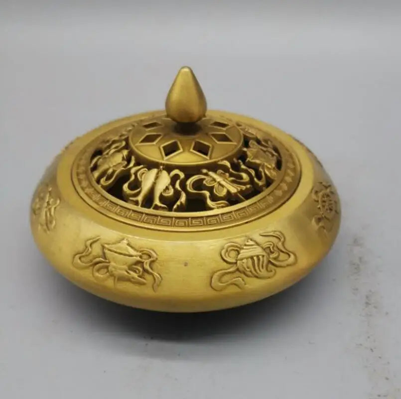 China brass eight treasure incense burner crafts statue