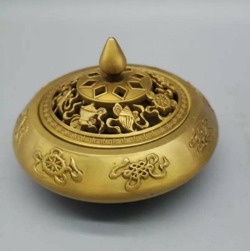 China brass eight treasure incense burner crafts statue