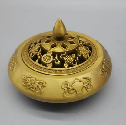 China brass eight treasure incense burner crafts statue